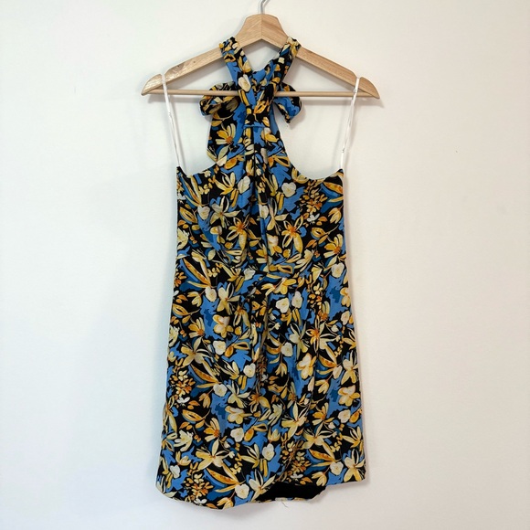 Lulus Constant Confidence Black Floral Print Knotted Halter Mini Dress Medium - Picture 5 of 8